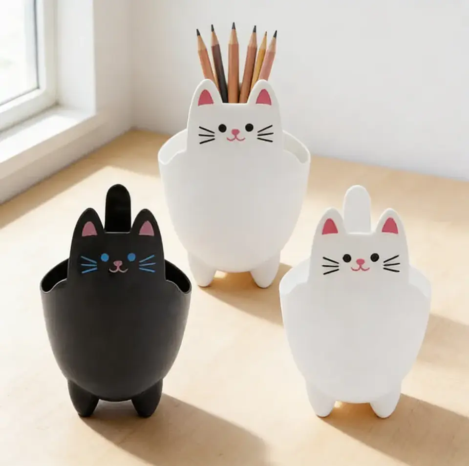 Porta Lápices Organizador Escritorio Diseño Gato Kawaii 20cm 1
