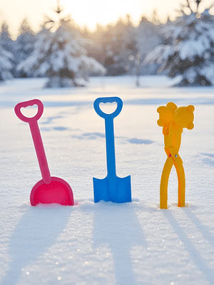 Set Juguetes Playa Nieve 2 Palas + Pinza Molde Oso Plástico