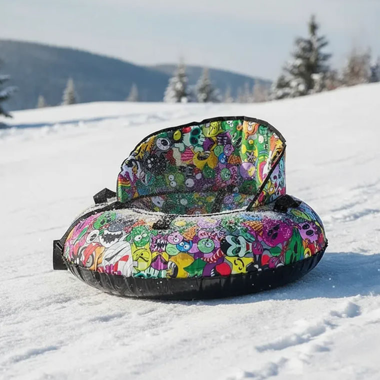 Trineo Inflable Donut Para Nieve 90cm Con Asiento Y Manillas 6