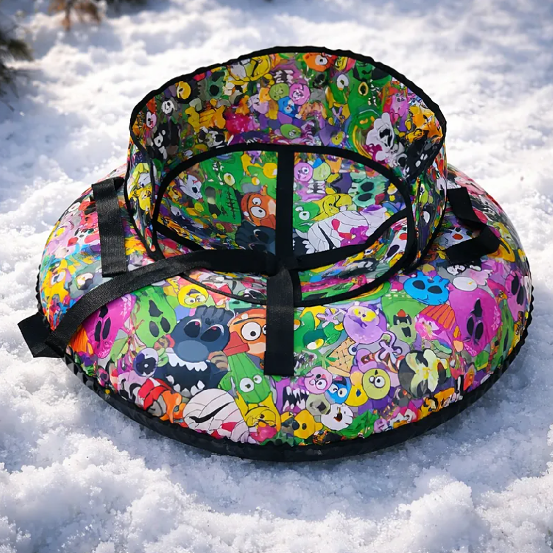 Trineo Inflable Para Nieve 80cm Con Asiento Y Manillas 1