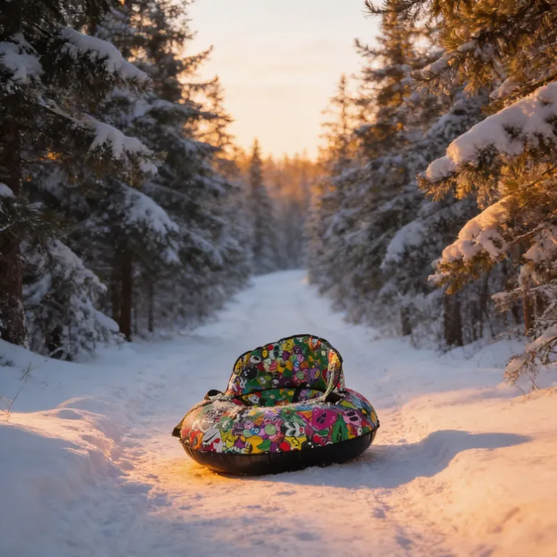 Trineo Inflable Para Nieve 80cm Con Asiento Y Manillas 2