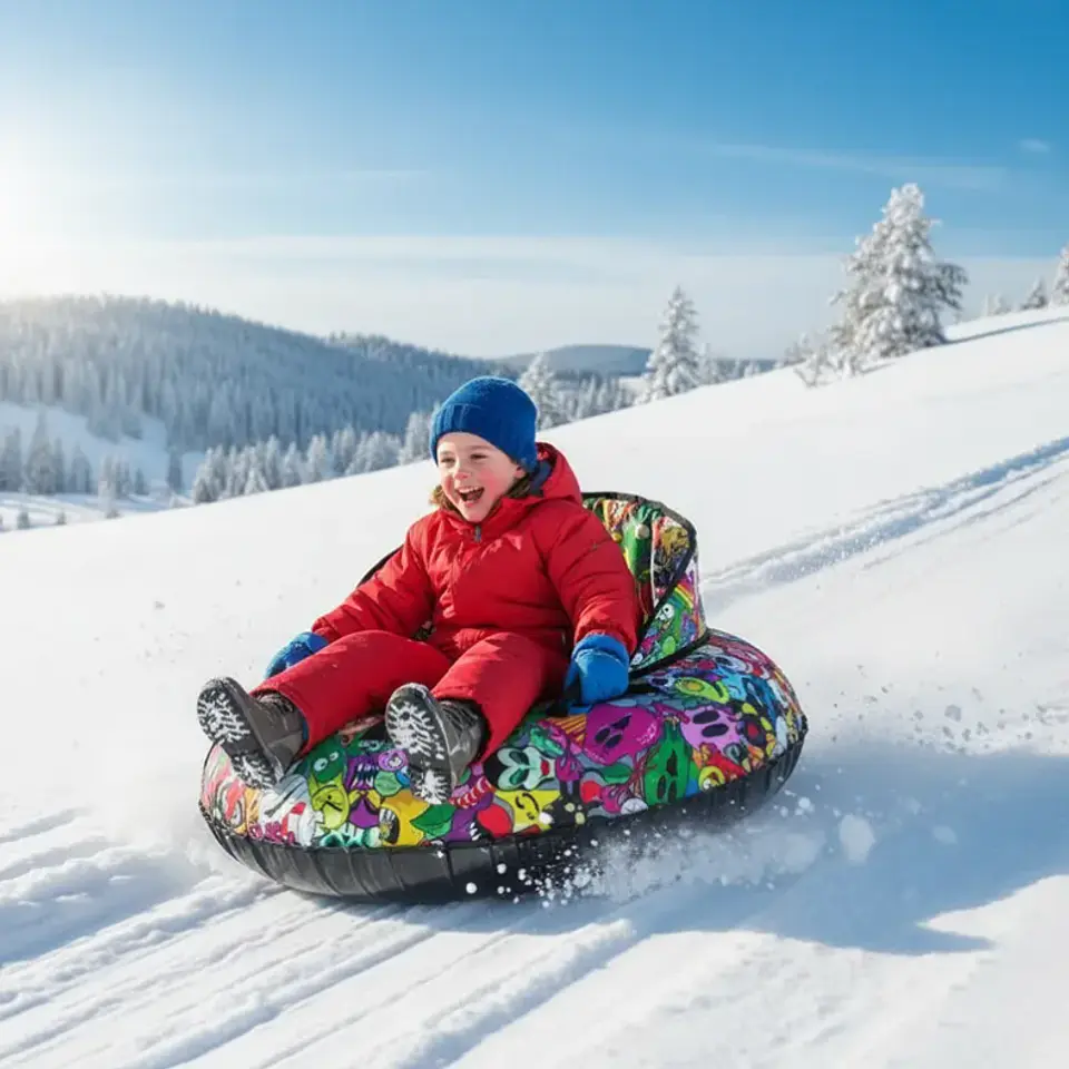 Trineo Inflable Para Nieve 80cm Con Asiento Y Manillas 4