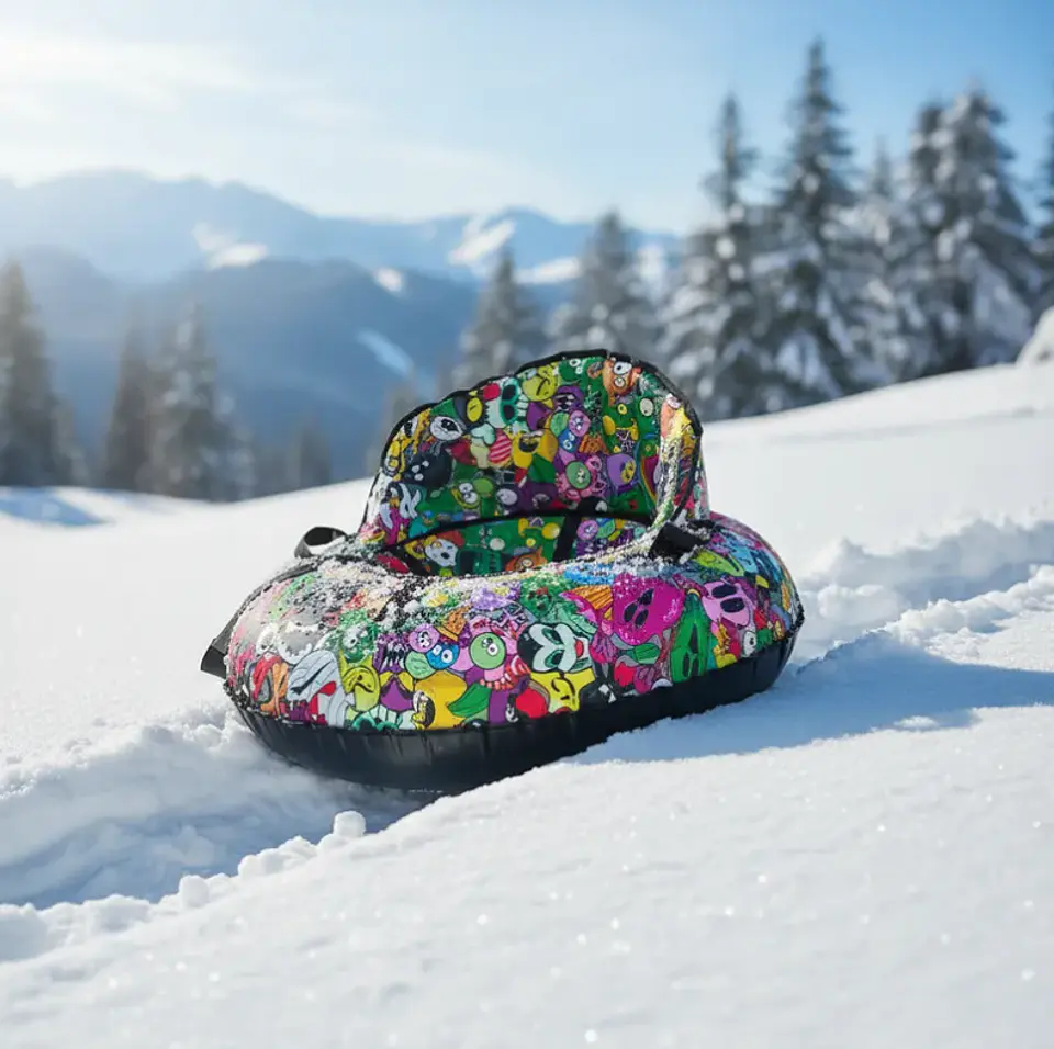Trineo Inflable Para Nieve 80cm Con Asiento Y Manillas 6