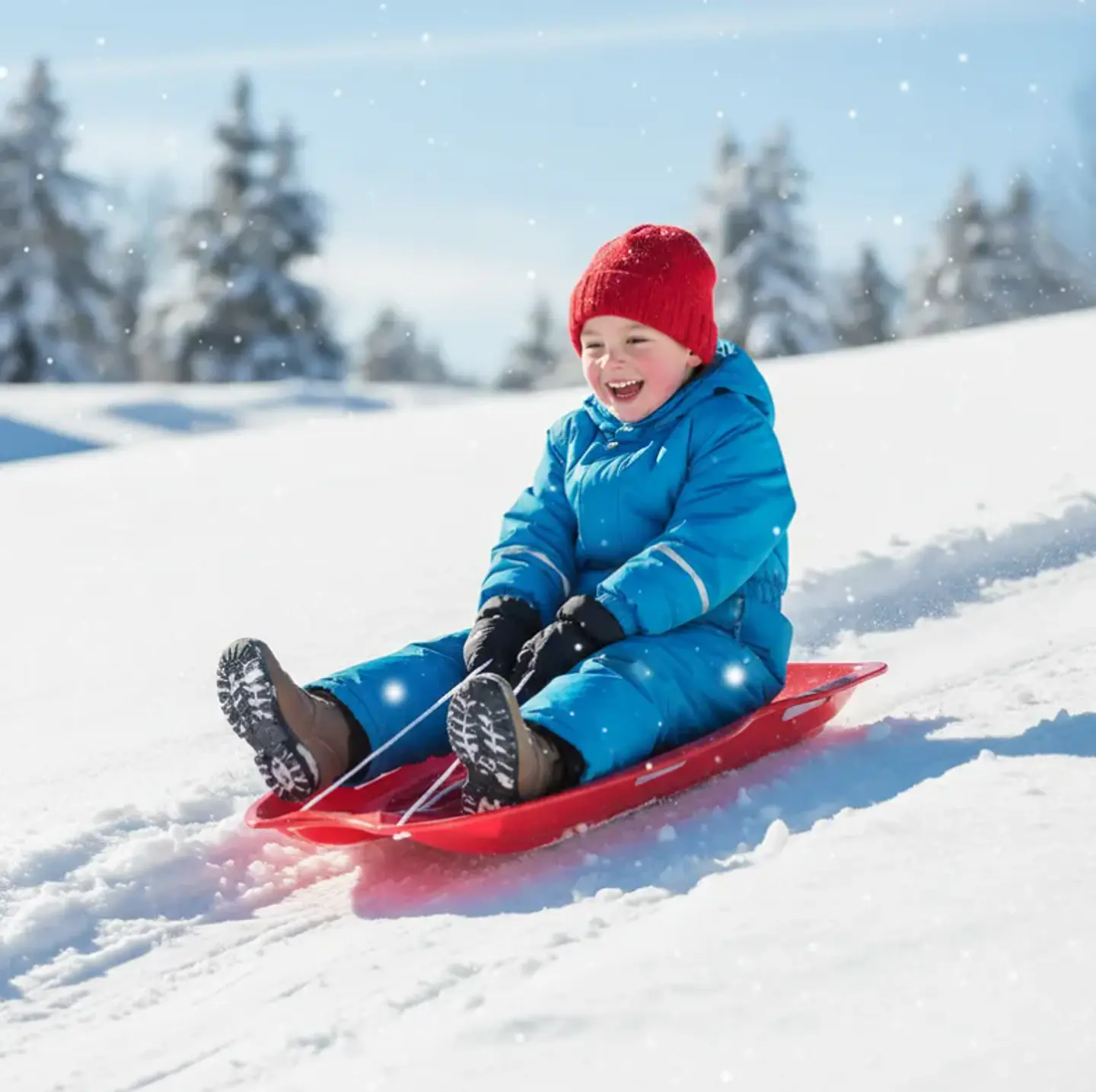 Trineo Plástico Deslizador Para Nieve 120cm Con Manillas 4