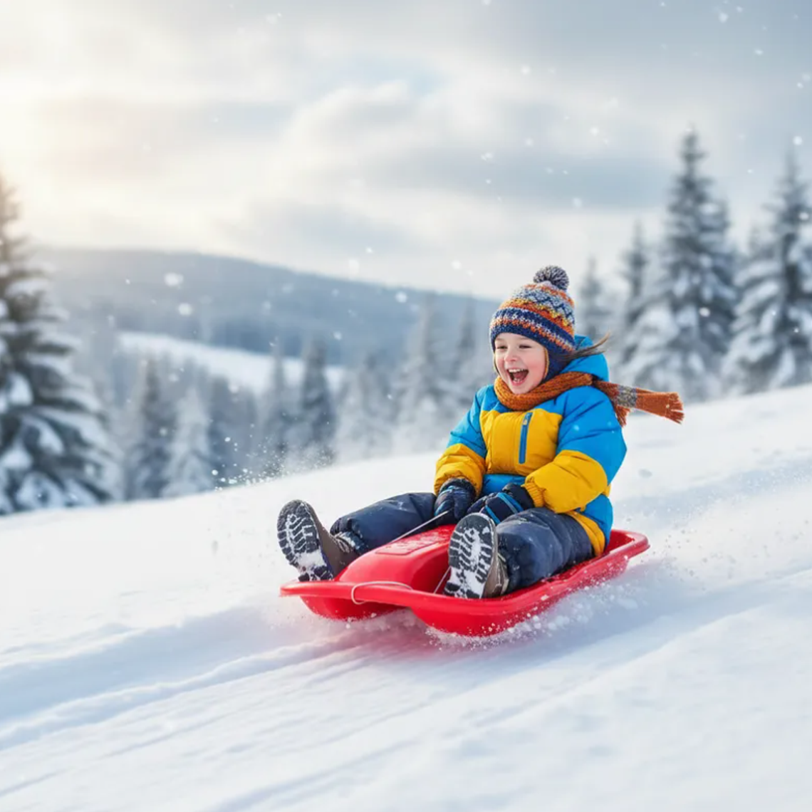 Trineo Plástico Para Nieve Deslizador 100cm Varios Colores 5