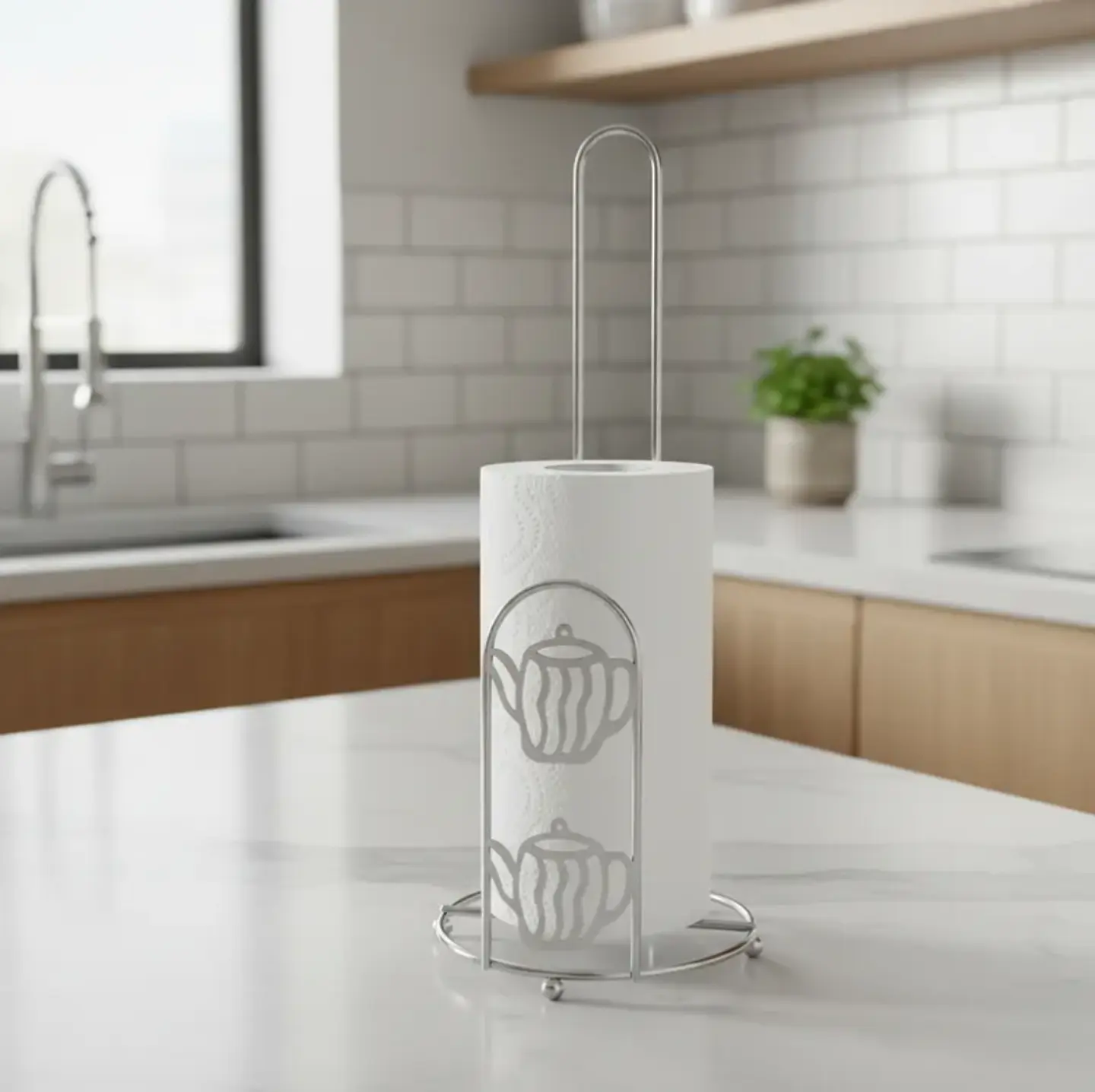 Porta Nova de Cocina Metálico Vertical Diseño Tetera 28cm 2