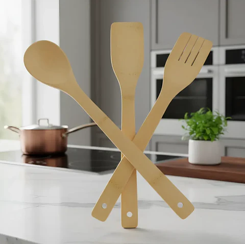 Set Utensilios Madera Cuchara Espatula Cocina