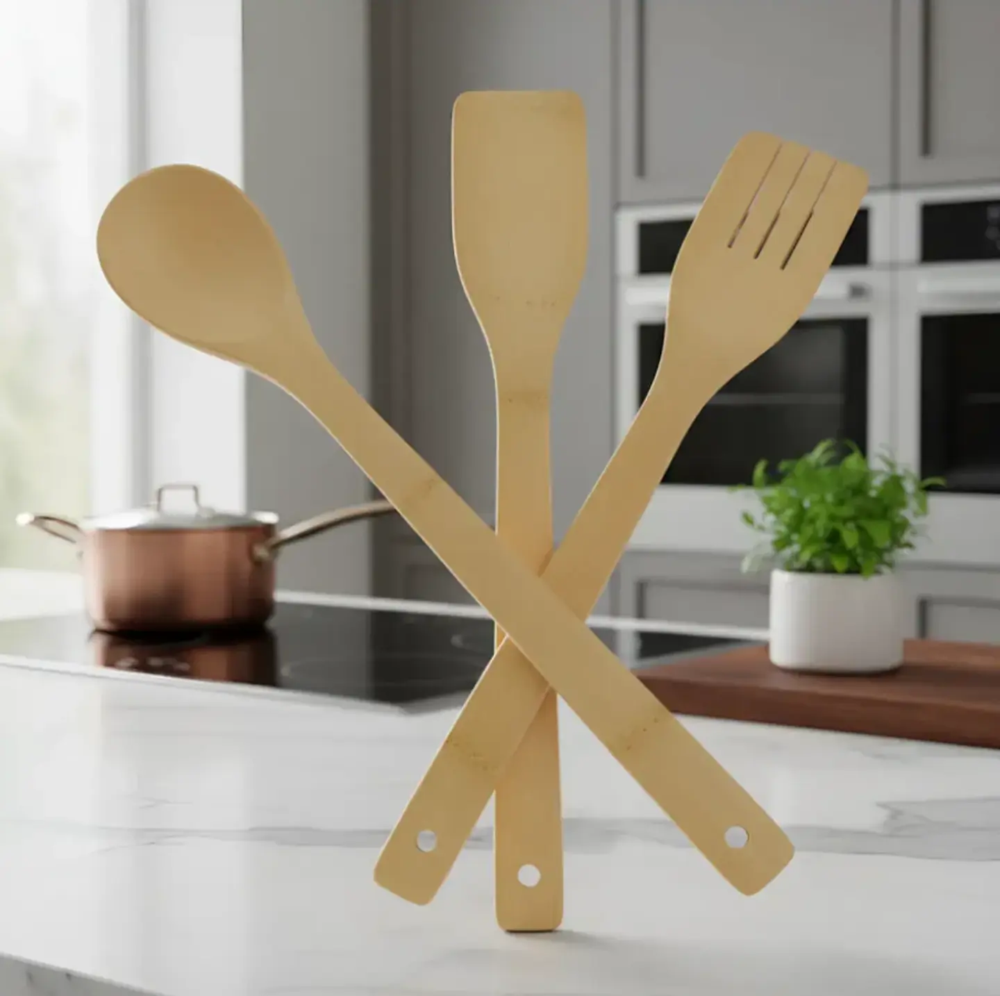 Set Utensilios Madera Cuchara Espatula Cocina 2