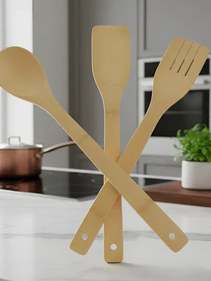 Set Utensilios Madera Cuchara Espatula Cocina