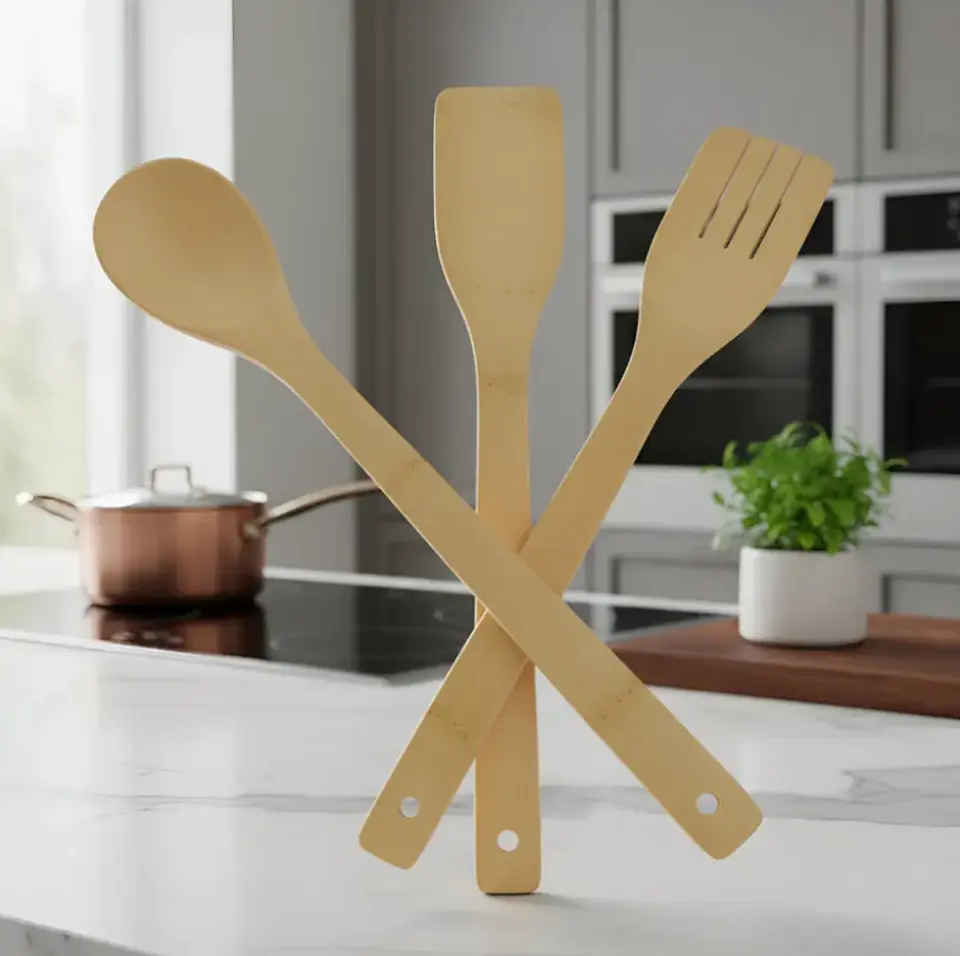 Set Utensilios Madera Cuchara Espatula Cocina 2