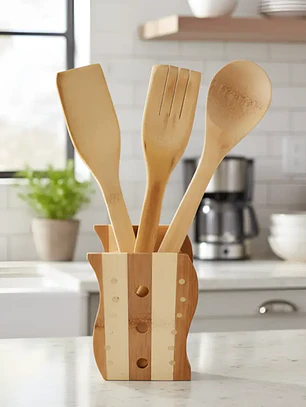Set Utensilios Madera Cuchara Espatula Cocina