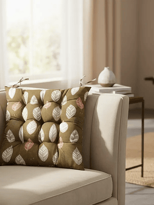 Cojín Para Silla Acolchado Diseño Hojas 40x40cm