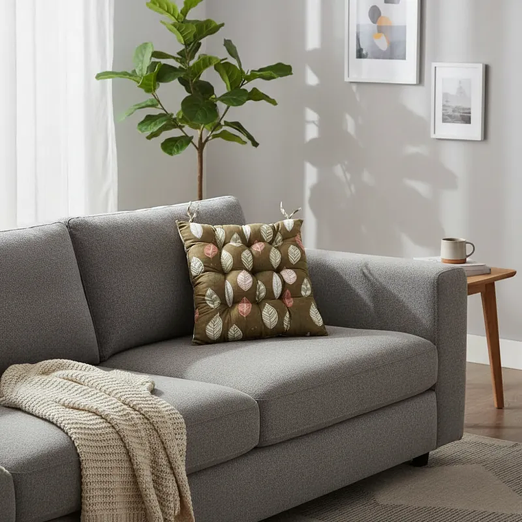 Cojín Para Silla Acolchado Diseño Hojas 40x40cm 3