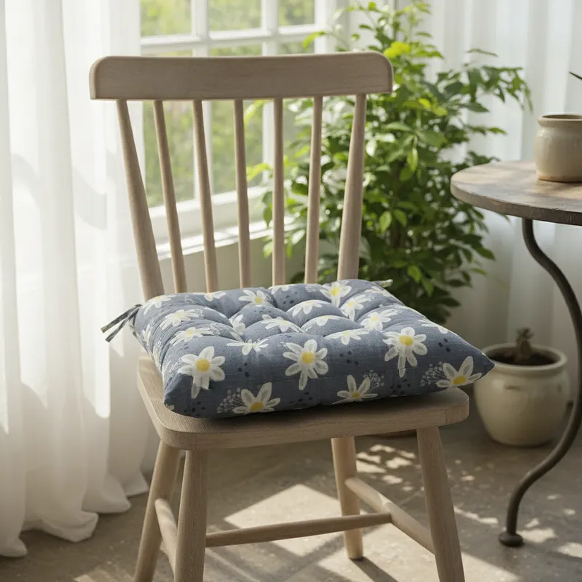 Cojín acolchado para silla 40x40cm estampado con amarras 2