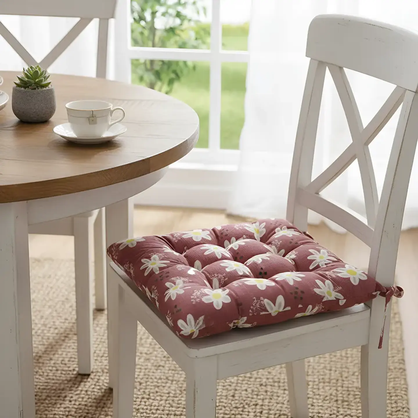 Cojín acolchado para silla 40x40cm estampado con amarras 3