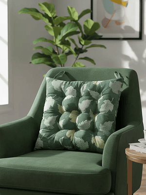 Cojín Para Silla 40x40cm Acolchado Diseño Hojas