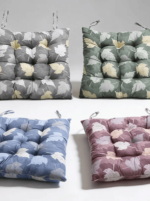 Cojín Para Silla 40x40cm Acolchado Diseño Hojas