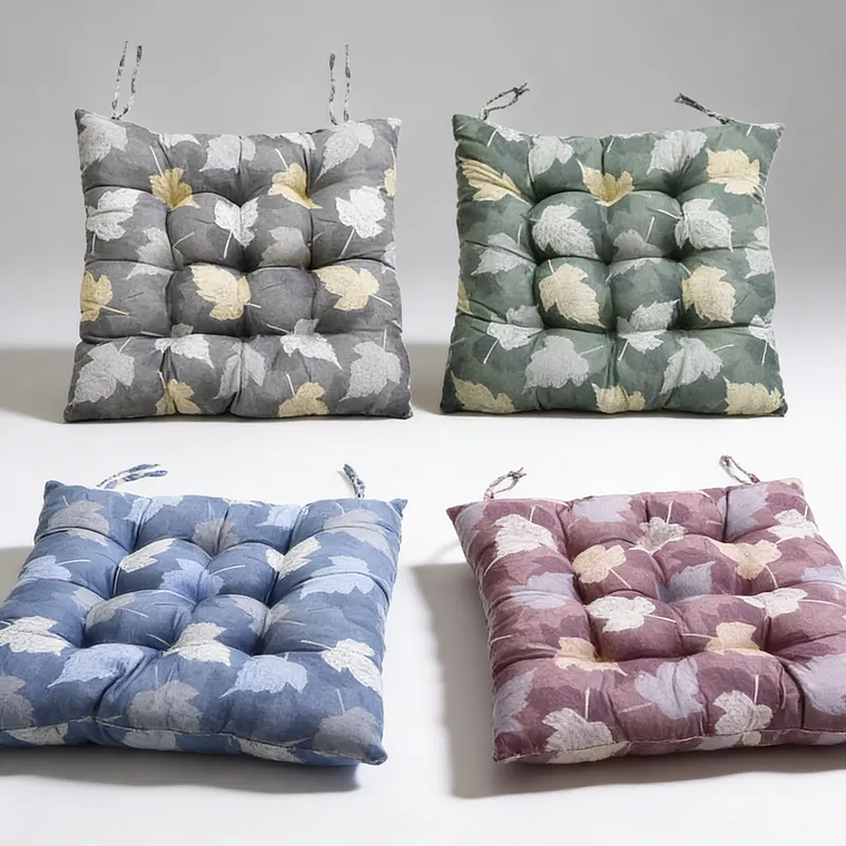 Cojín Para Silla 40x40cm Acolchado Diseño Hojas 2