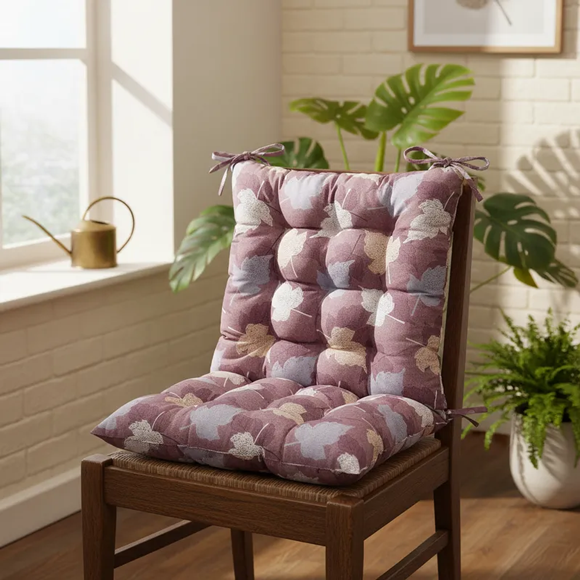 Cojín Para Silla 40x40cm Acolchado Diseño Hojas 3