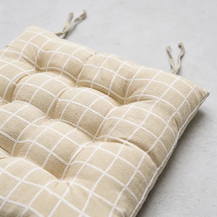 Cojín Para Silla Acolchado Cuadrillé 40x40cm Con Amarras 1