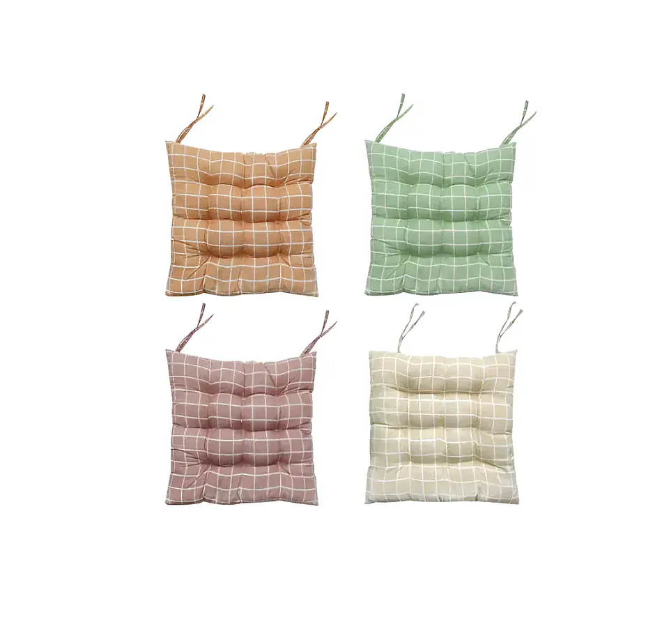 Cojín Para Silla Acolchado Cuadrillé 40x40cm Con Amarras 5