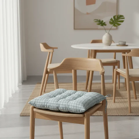 Cojín Acolchado Para Silla Cuadrillé 40x40cm Con Amarras