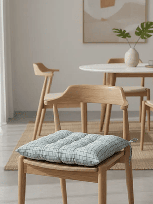 Cojín Acolchado Para Silla Cuadrillé 40x40cm Con Amarras