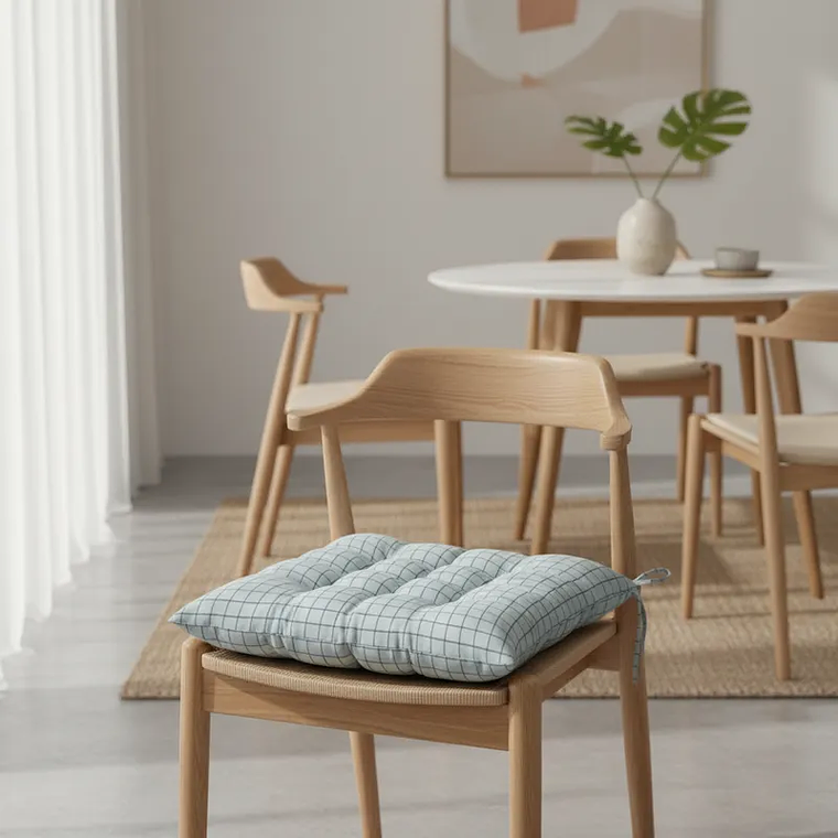 Cojín Acolchado Para Silla Cuadrillé 40x40cm Con Amarras 1