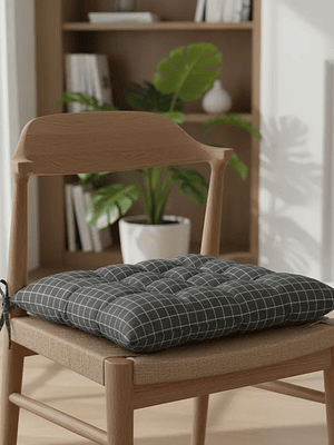 Cojín Acolchado Para Silla Cuadrillé 40x40cm Con Amarras