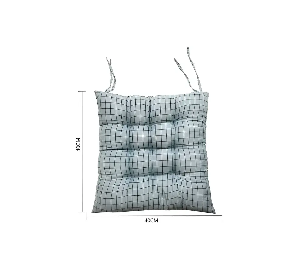 Cojín Acolchado Para Silla Cuadrillé 40x40cm Con Amarras 4