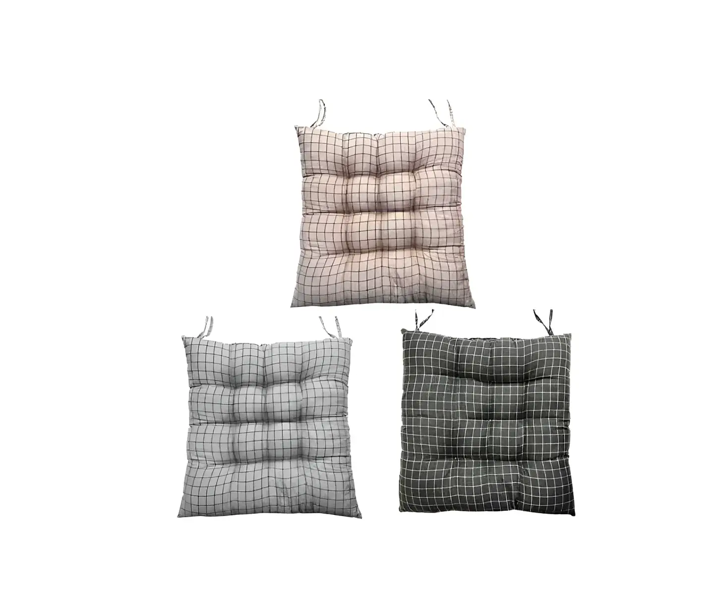 Cojín Acolchado Para Silla Cuadrillé 40x40cm Con Amarras 5