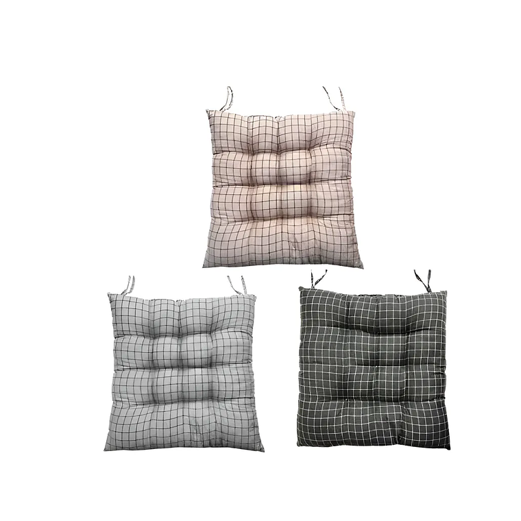Cojín Acolchado Para Silla Cuadrillé 40x40cm Con Amarras 5