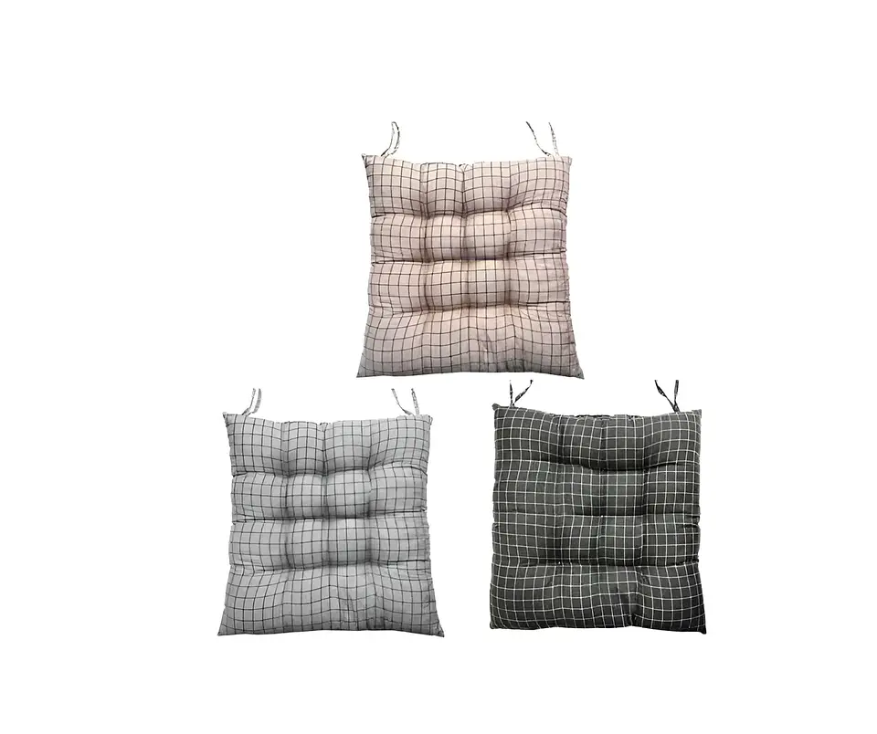 Cojín Acolchado Para Silla Cuadrillé 40x40cm Con Amarras 5