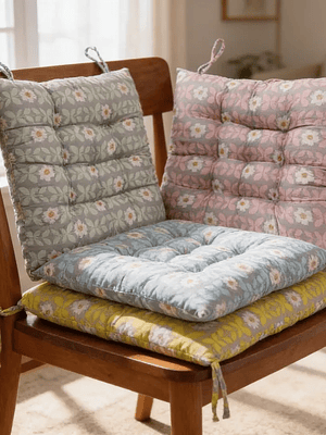 Cojín para silla acolchado Floreado 40x40 cm con amarras
