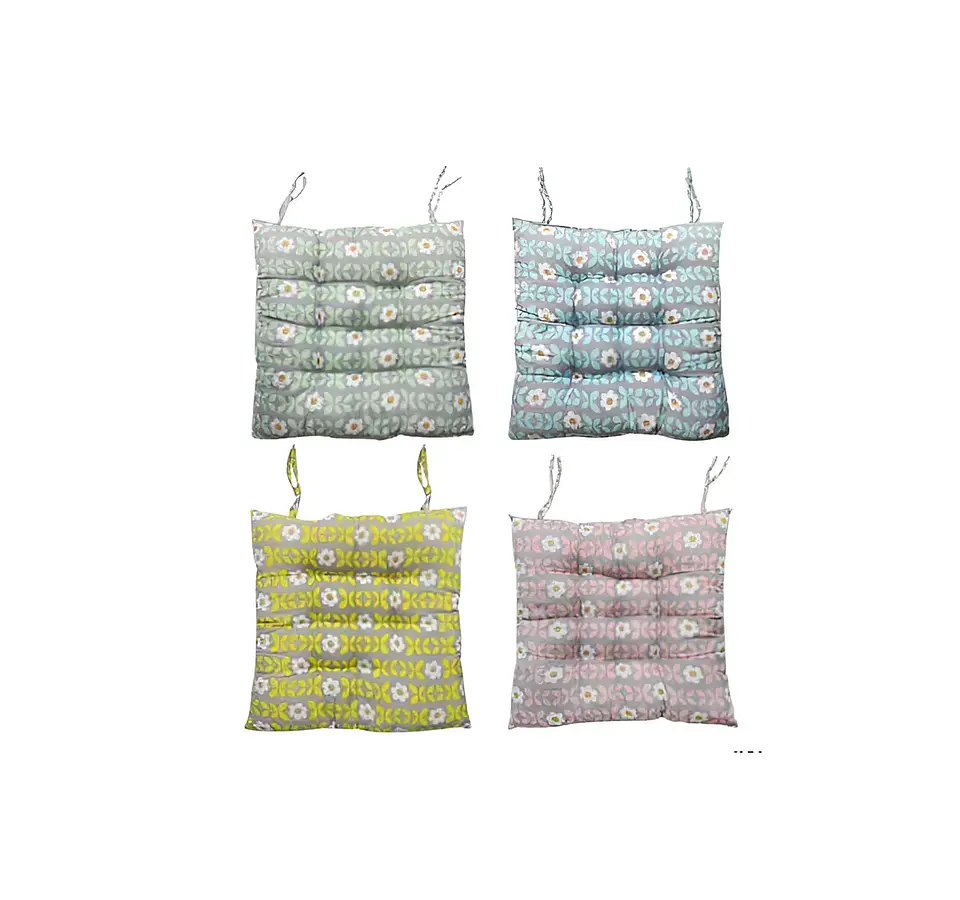 Cojín para silla acolchado Floreado 40x40 cm con amarras 4