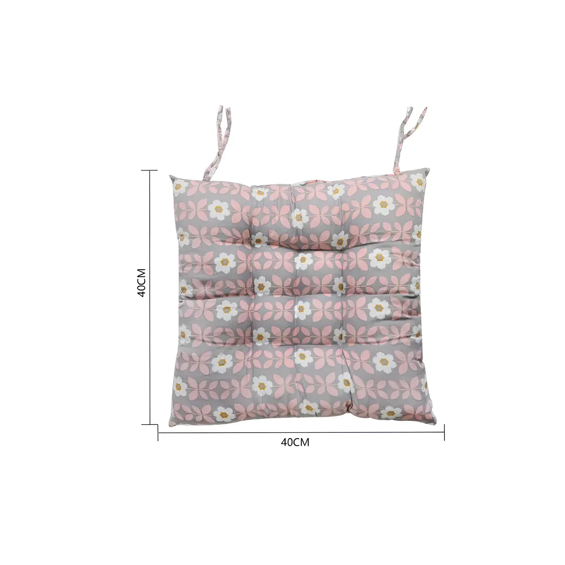 Cojín para silla acolchado Floreado 40x40 cm con amarras 5