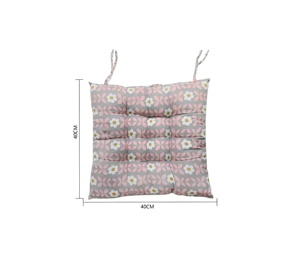 Cojín para silla acolchado Floreado 40x40 cm con amarras 5