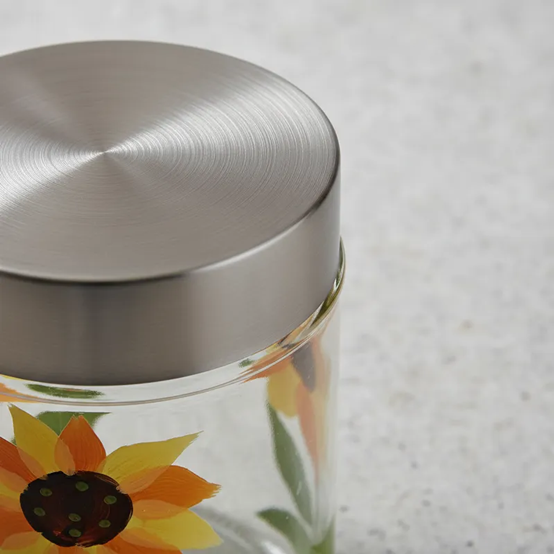 Frasco de Vidrio 700ml Tapa Acero Diseño Girasol 4