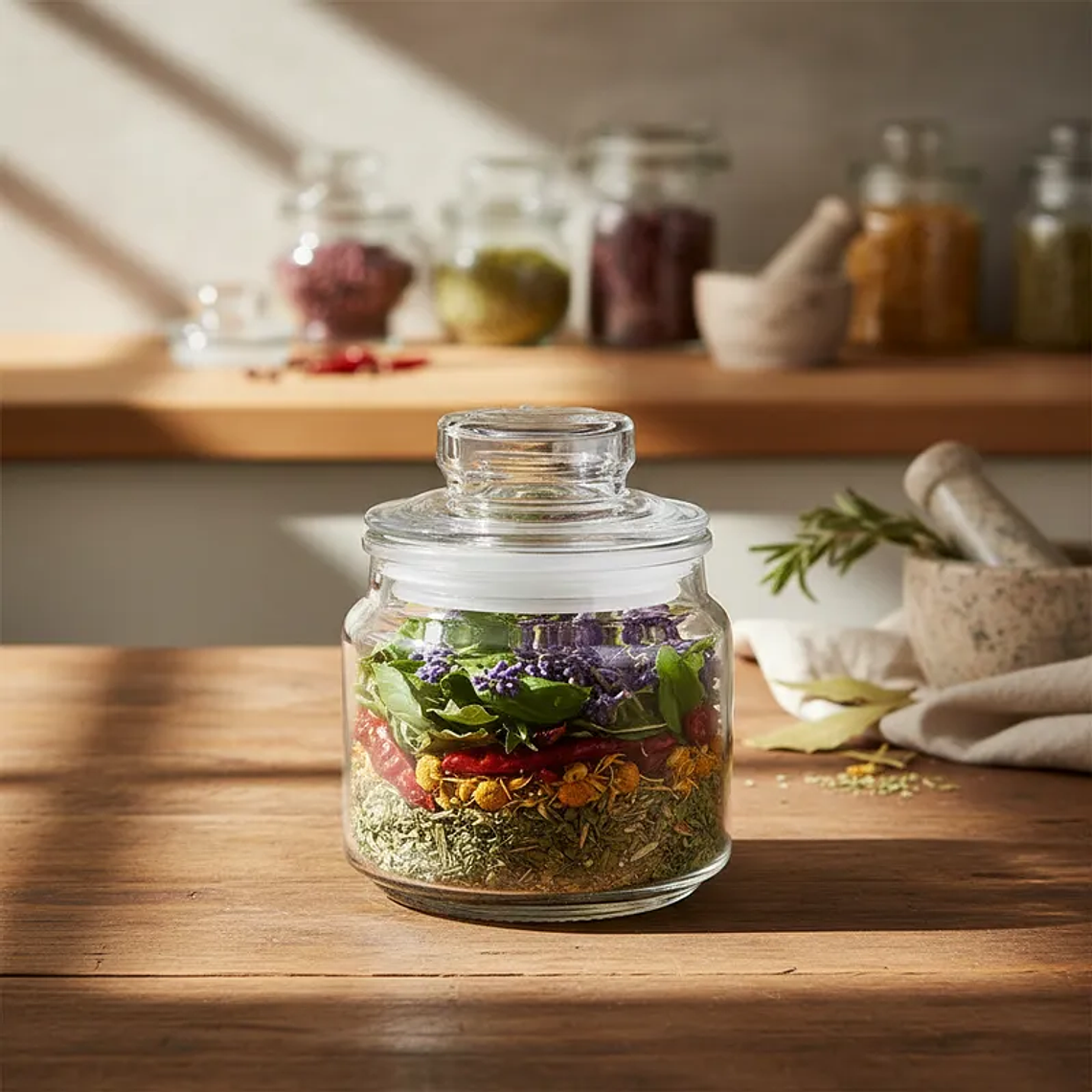 Frasco de vidrio 150ml con tapa para cocina 5