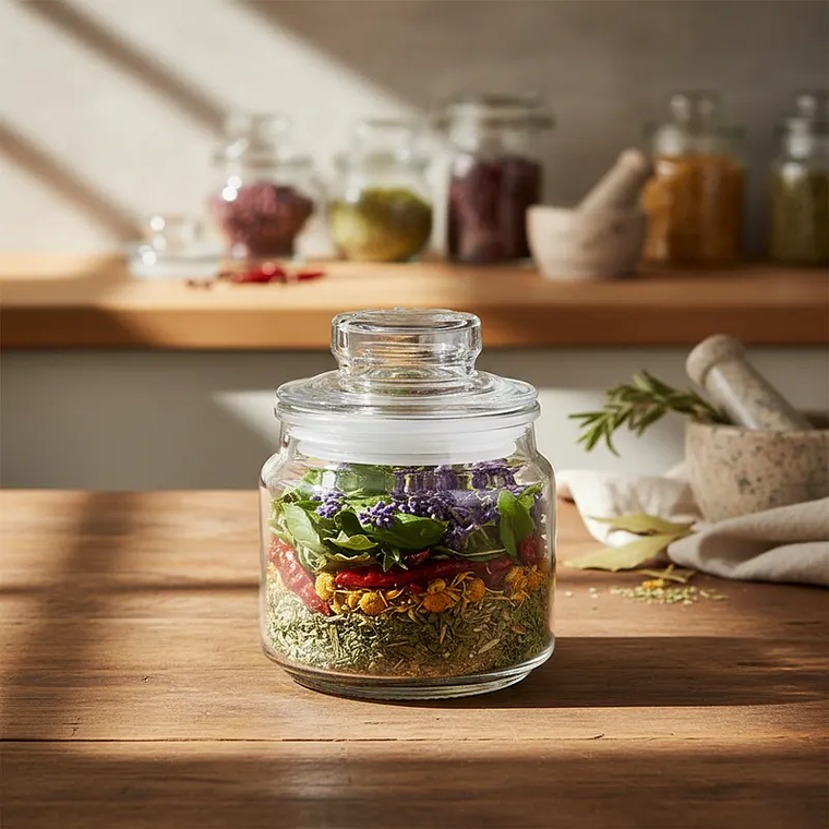 Frasco de vidrio 150ml con tapa para cocina 5