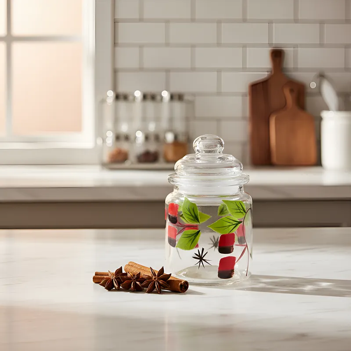 Frasco Vidrio Decorado Para Condimentos Con Tapa 280ML 3