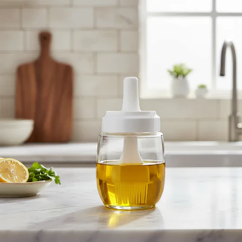 Frasco Aceitero Dispensador con Brocha de Silicona 14.5x6.5XCM