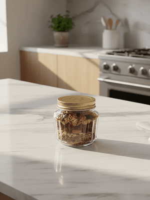 Frasco de Vidrio 450ml con Tapa Dorada para Conservas