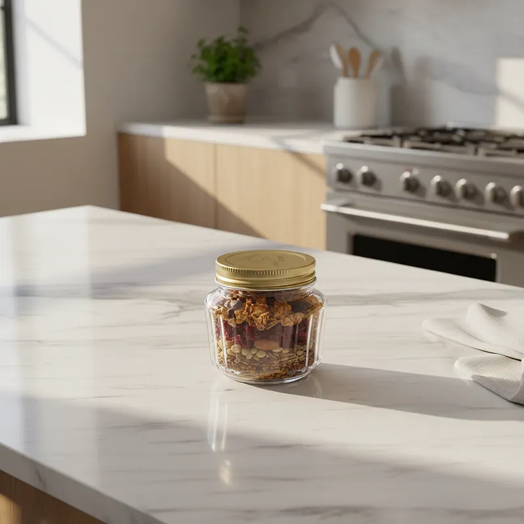 Frasco de Vidrio 450ml con Tapa Dorada para Conservas 2