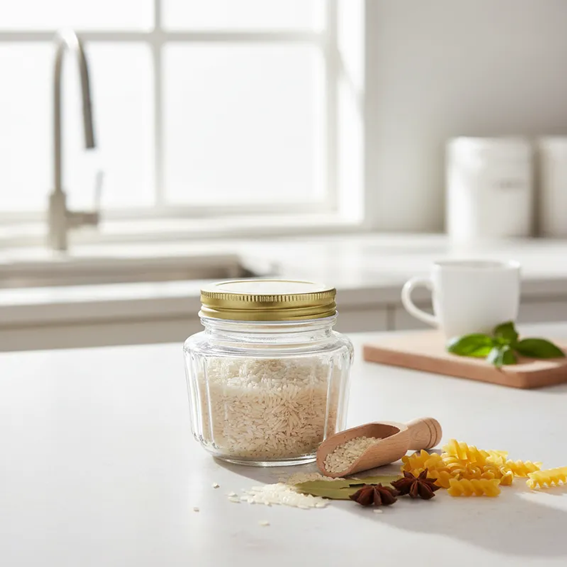 Frasco de Vidrio 450ml con Tapa Dorada para Conservas 4