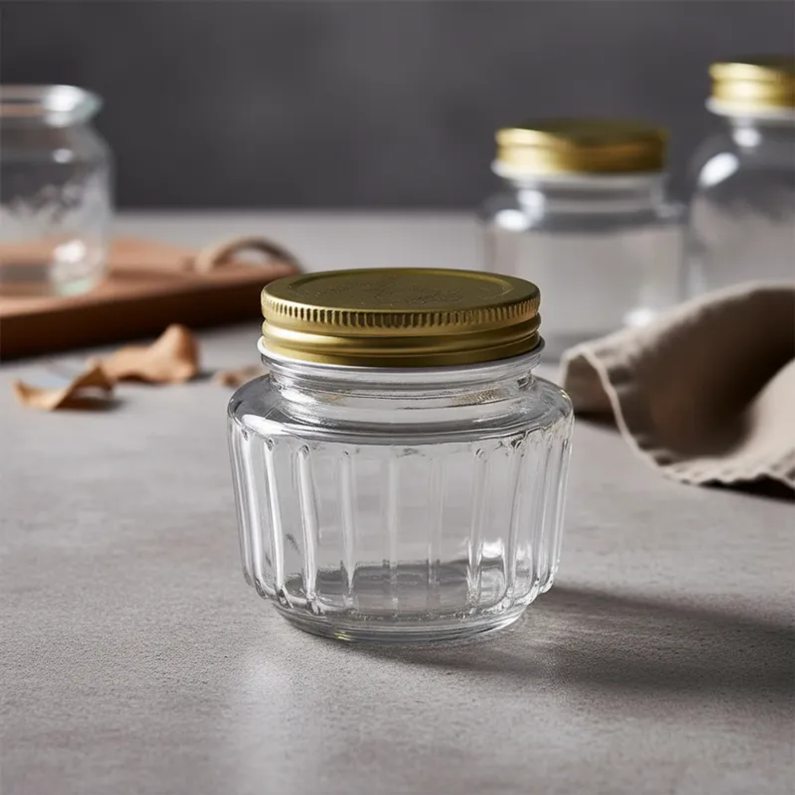 Frasco de Vidrio 450ml con Tapa Dorada para Conservas 5
