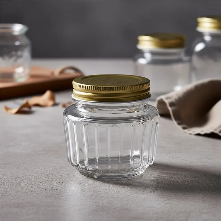 Frasco de Vidrio 450ml con Tapa Dorada para Conservas 5