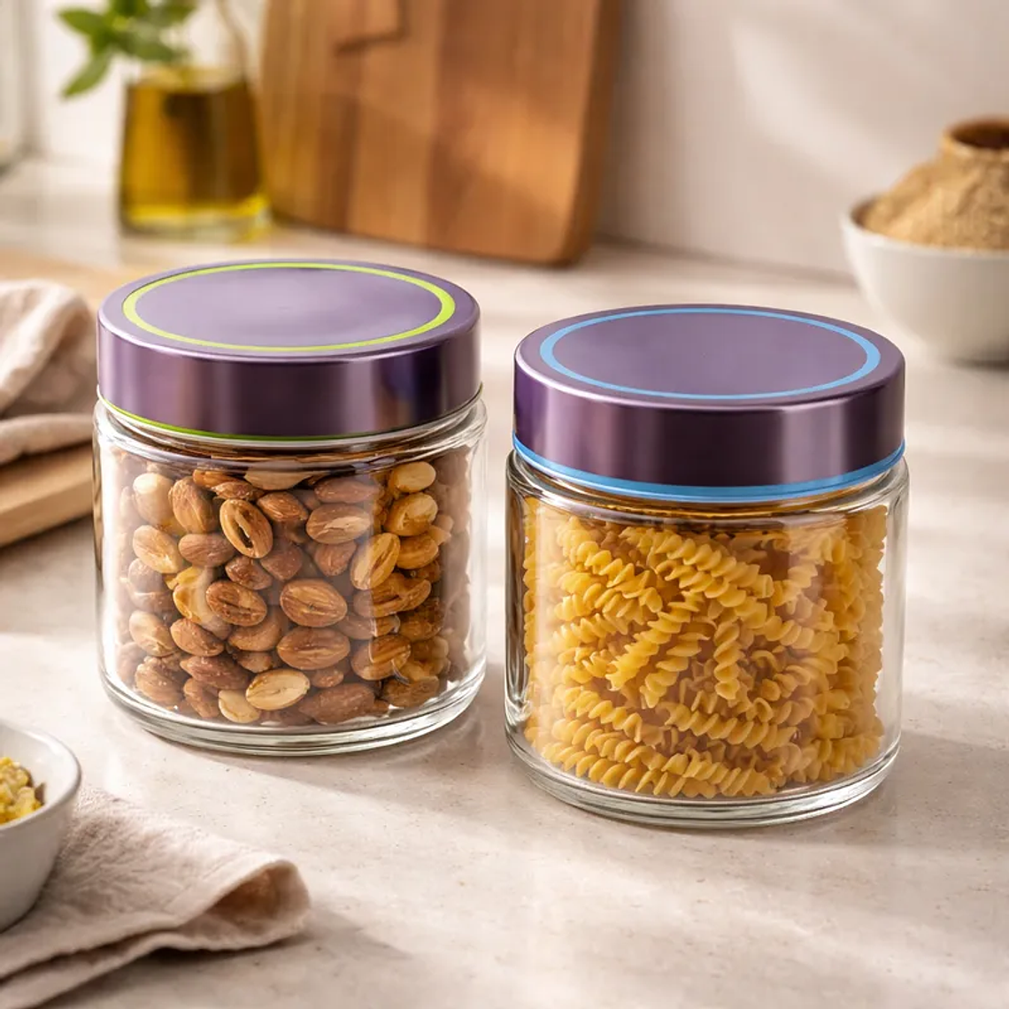 Frasco De Vidrio 800ml Con Tapa Plastica Para Alimentos 5