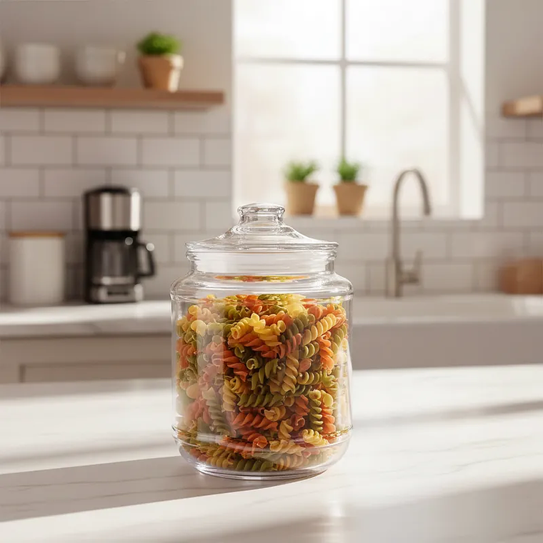 Frasco de vidrio 2000ml con tapa Diseño Cilindrico 1