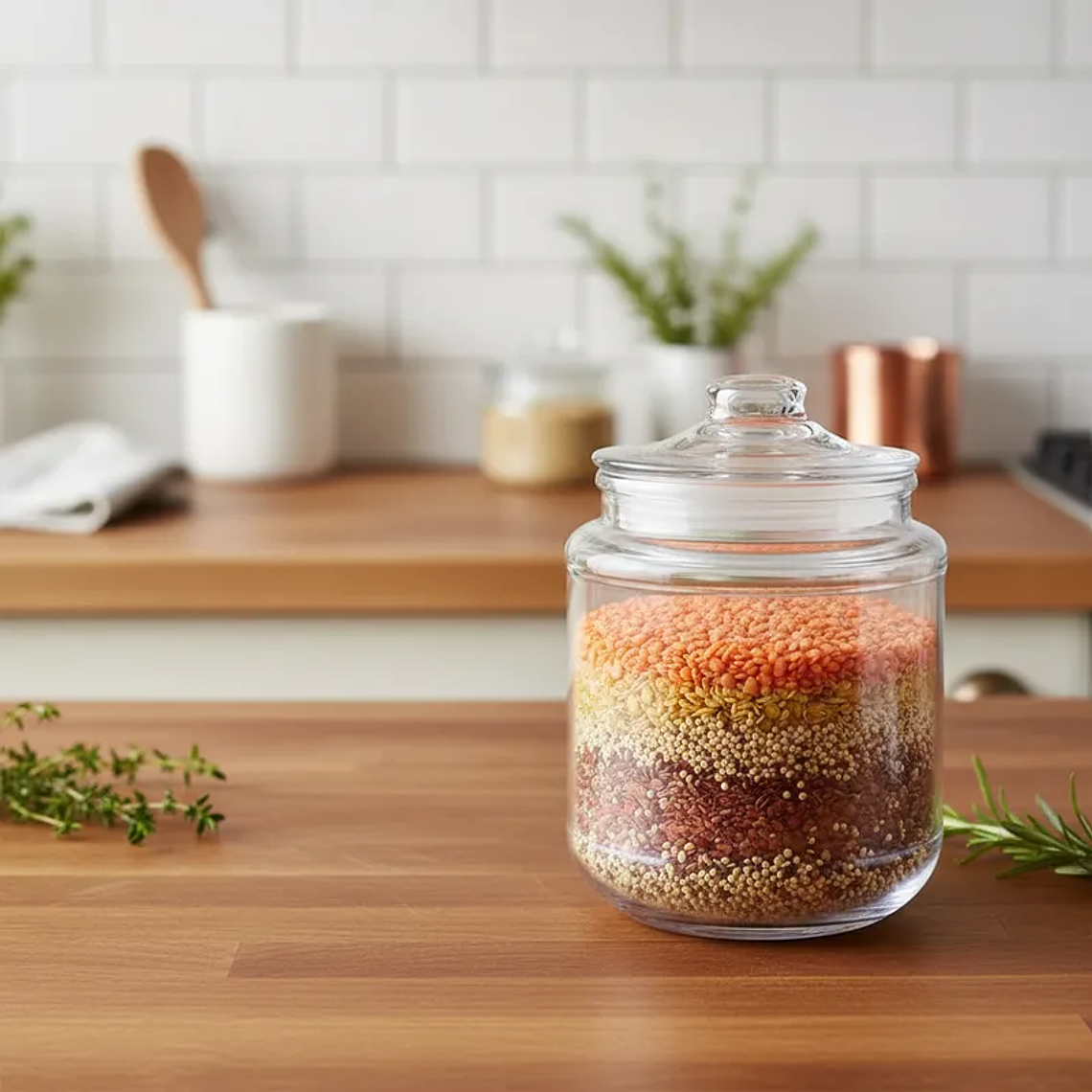 Frasco de vidrio 1300ml con tapa para cocina 1